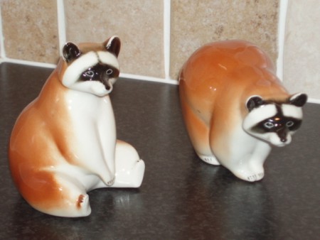 PAR Racoons em porcelana da Lomonosov (Rússia) do tempo da URSS/USSR